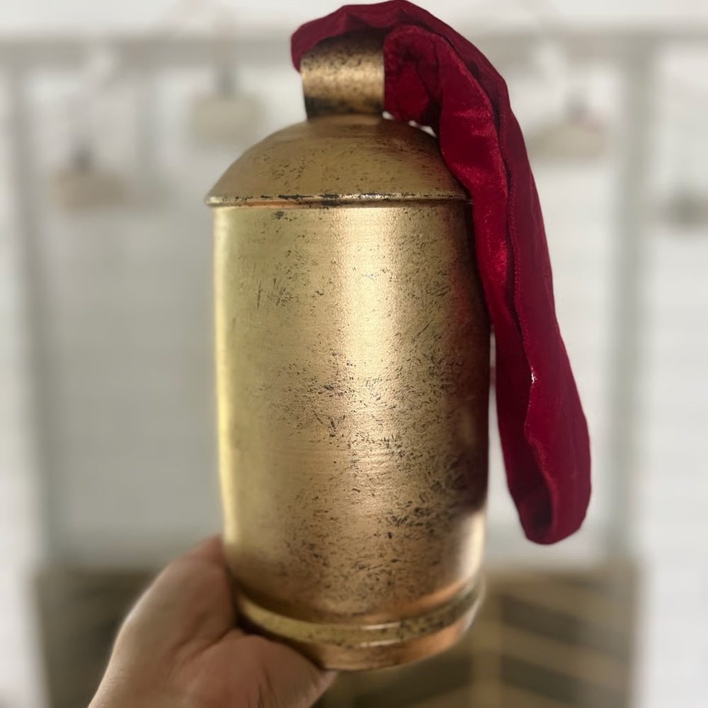 My Texas House Metal Hanging Bell, Antique Gold, 10 in